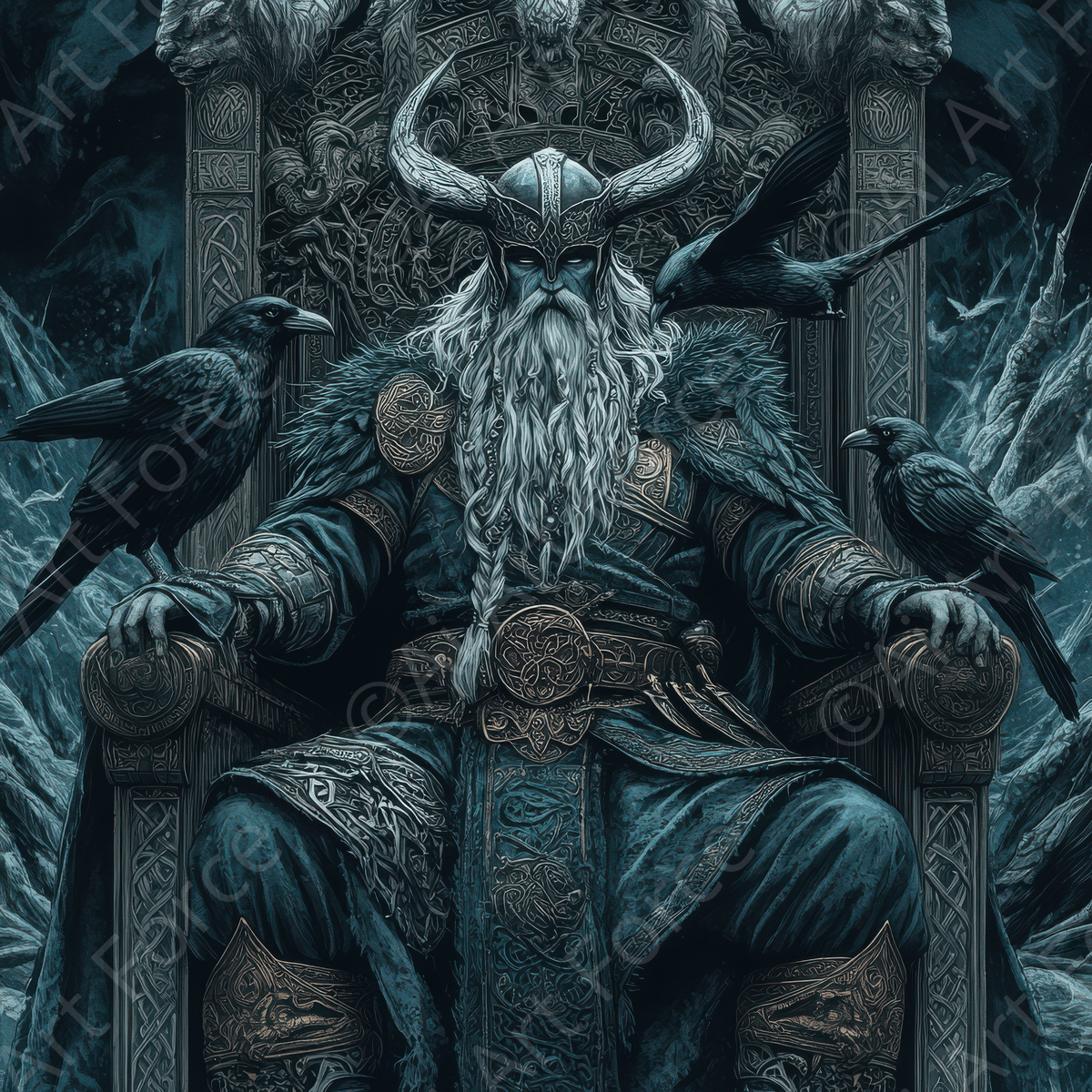 Odin on His Throne - Shop Ai Art WebShop - Digital Art online Store
