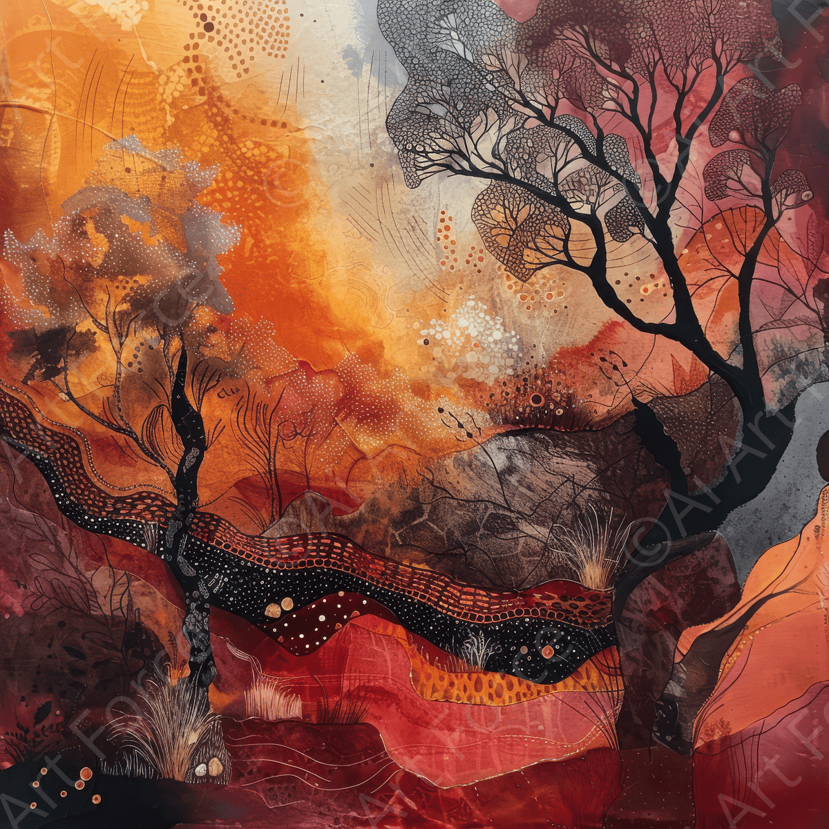 Old culture of Australia in abstract style - Shop Ai Art WebShop - Digital Art online Store