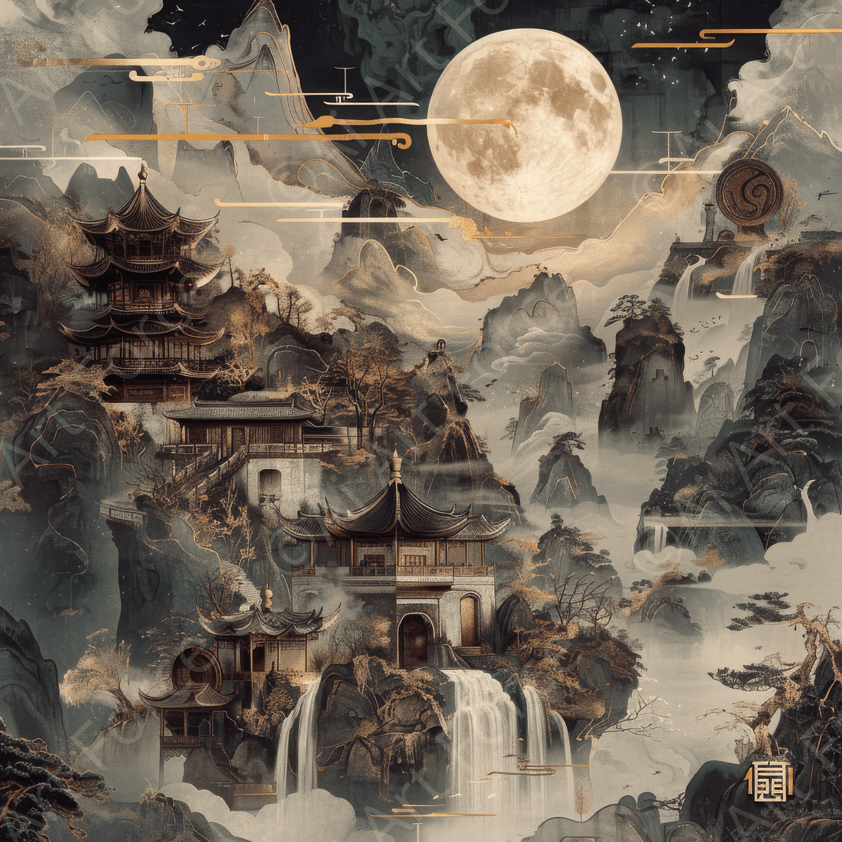 Old culture of China in abstract style 4 - Shop Ai Art WebShop - Digital Art online Store