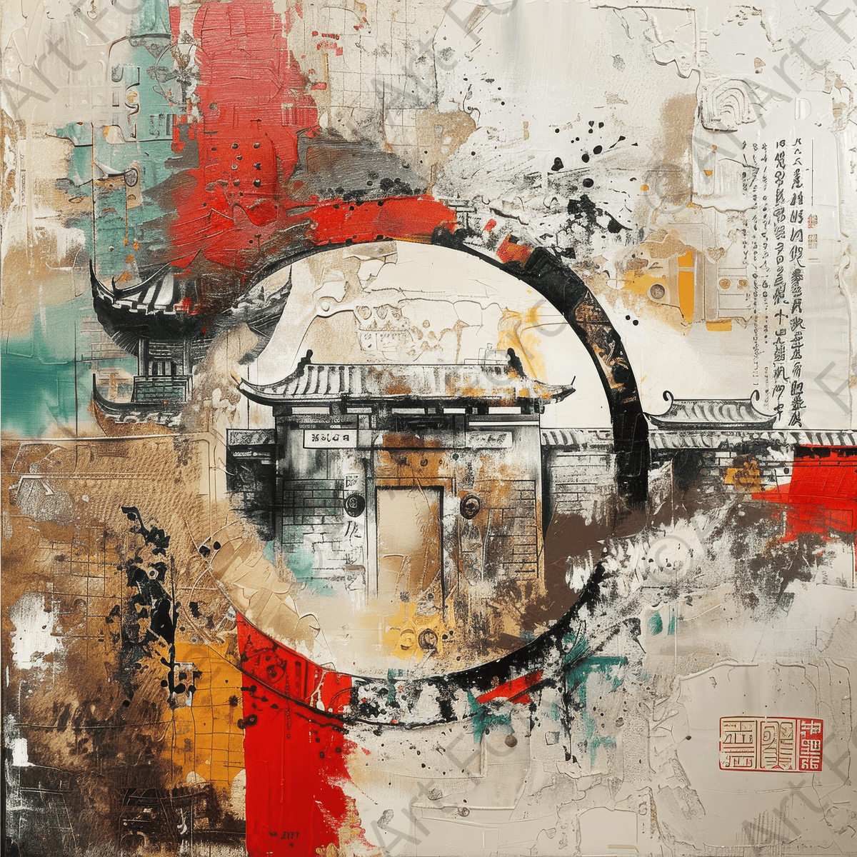 Old culture of China in abstract style 6 - Shop Ai Art WebShop - Digital Art online Store