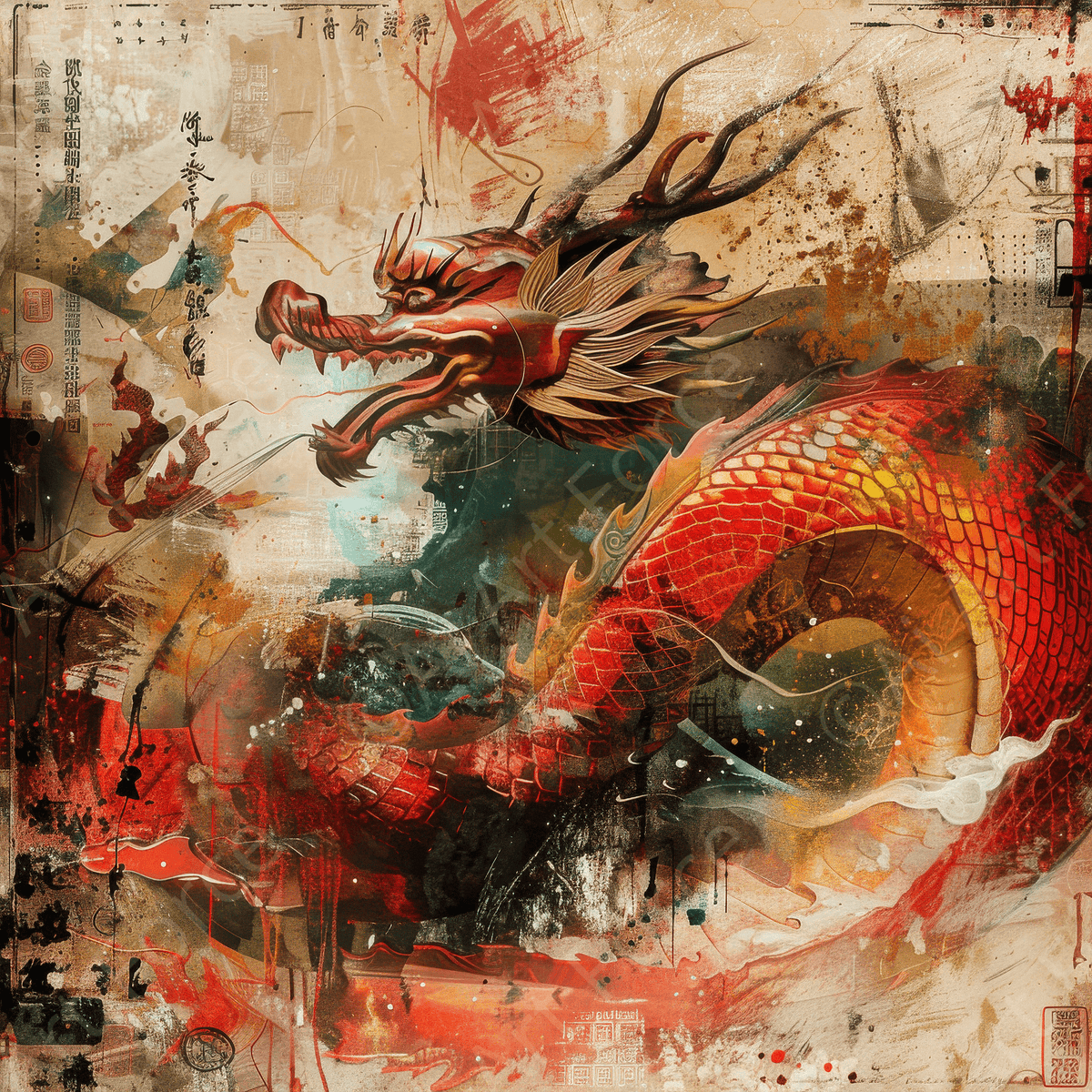 Old culture of China in abstract style 7 - Shop Ai Art WebShop - Digital Art online Store