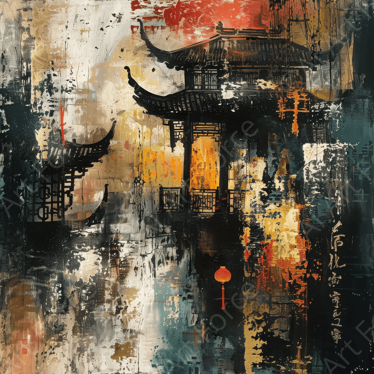 Old culture of China in abstract style - Shop Ai Art WebShop - Digital Art online Store