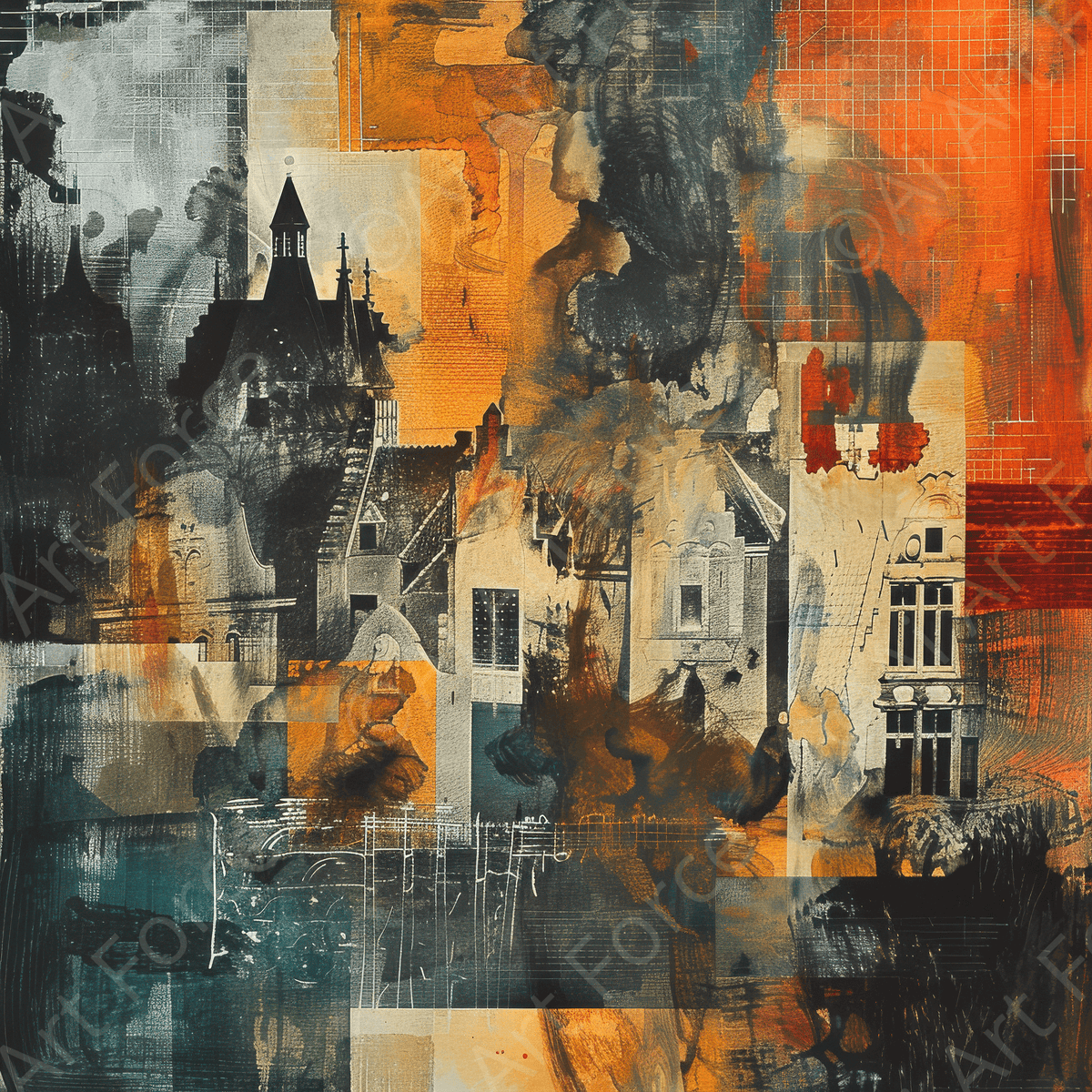 Old culture of the Netherlands in abstract style 4 - Shop Ai Art WebShop - Digital Art online Store