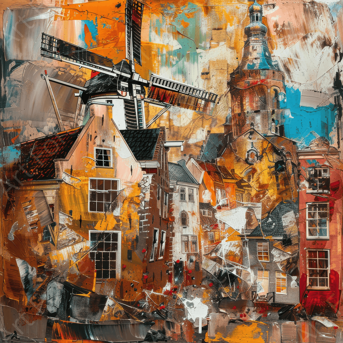 Old culture of the Netherlands in abstract style 5 - Shop Ai Art WebShop - Digital Art online Store