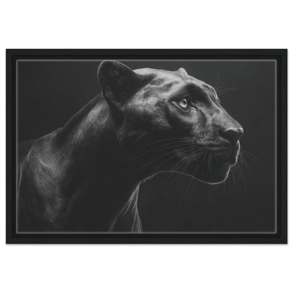 Panther Head in Monochrome Side Profile 1 - Shop Ai Art WebShop - Digital Art online Store