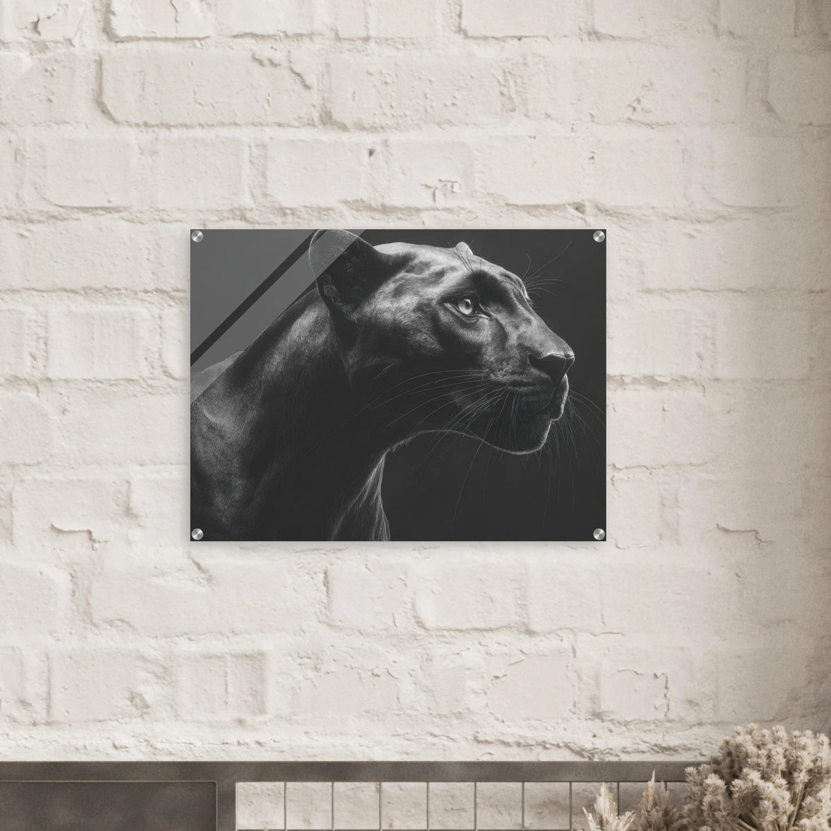 Panther Head in Monochrome Side Profile 1 - Shop Ai Art WebShop - Digital Art online Store