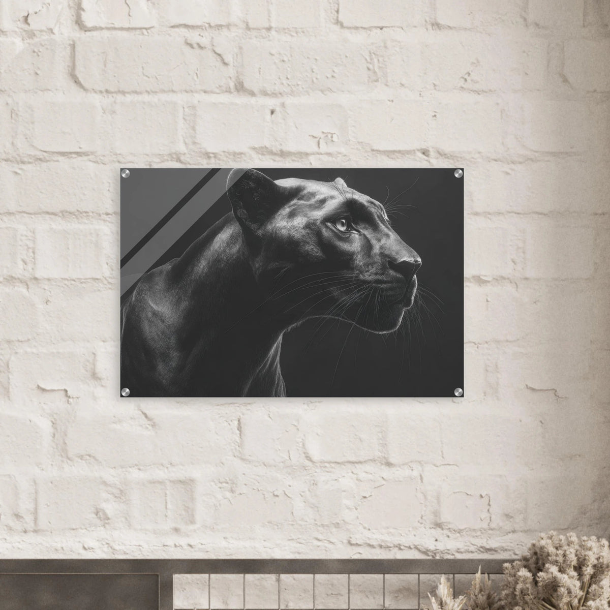 Panther Head in Monochrome Side Profile 1 - Shop Ai Art WebShop - Digital Art online Store
