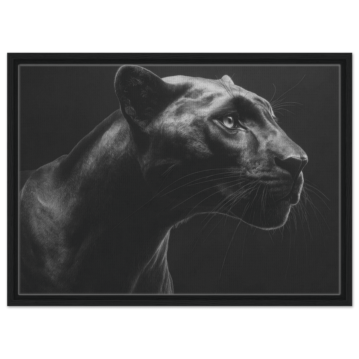 Panther Head in Monochrome Side Profile 1 - Shop Ai Art WebShop - Digital Art online Store
