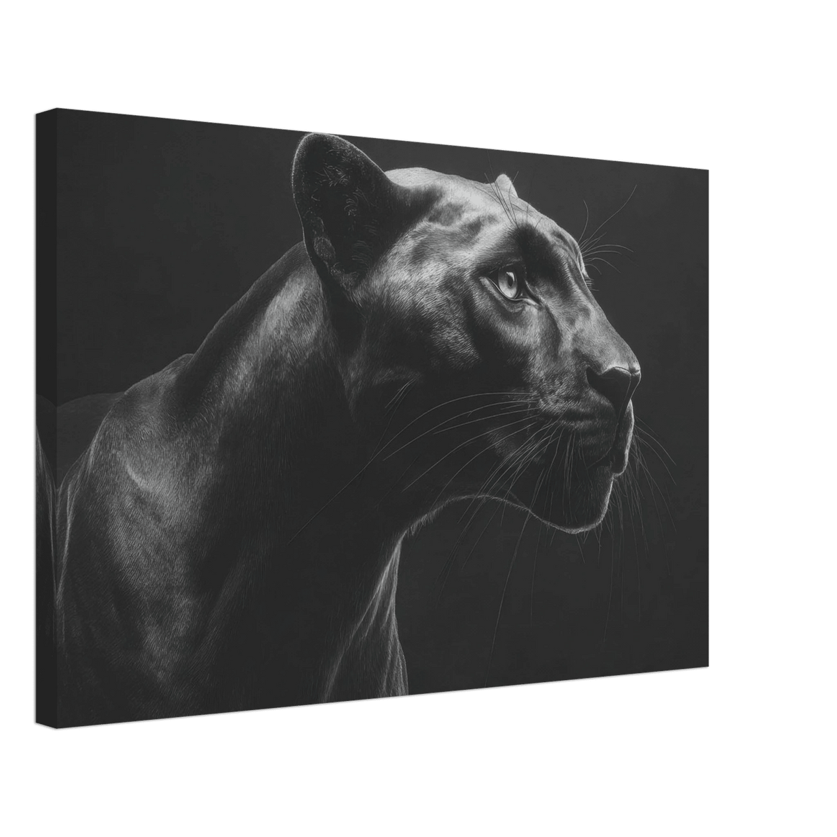 Panther Head in Monochrome Side Profile 1 - Shop Ai Art WebShop - Digital Art online Store