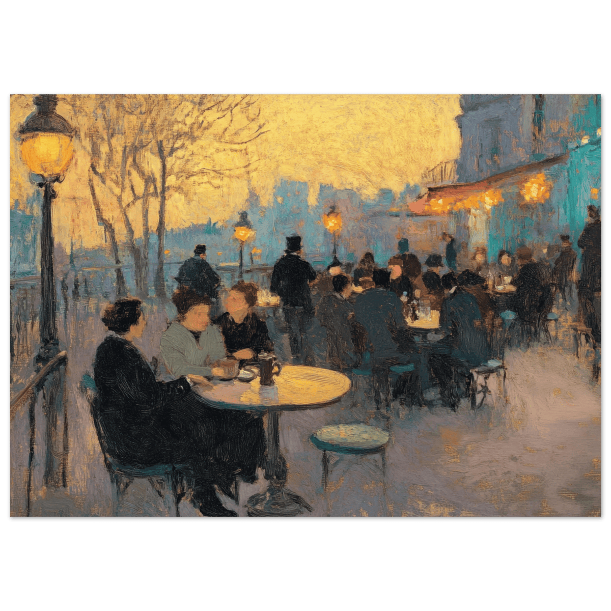 Parisian Cafe at Twilight A bustling cafe tears 2 - Shop Ai Art WebShop - Digital Art online Store