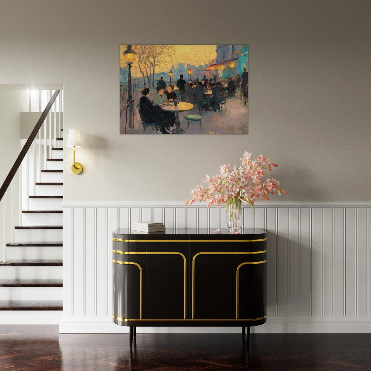 Parisian Cafe at Twilight A bustling cafe tears 2 - Shop Ai Art WebShop - Digital Art online Store