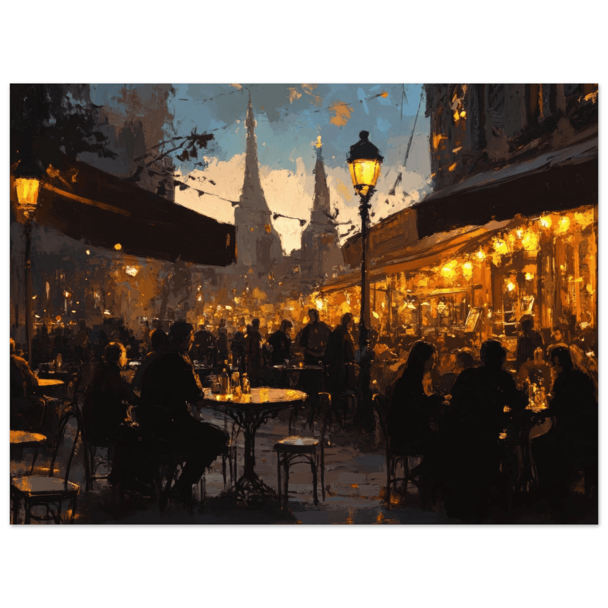 Parisian Cafe at Twilight A bustling cafe tears - Shop Ai Art WebShop - Digital Art online Store