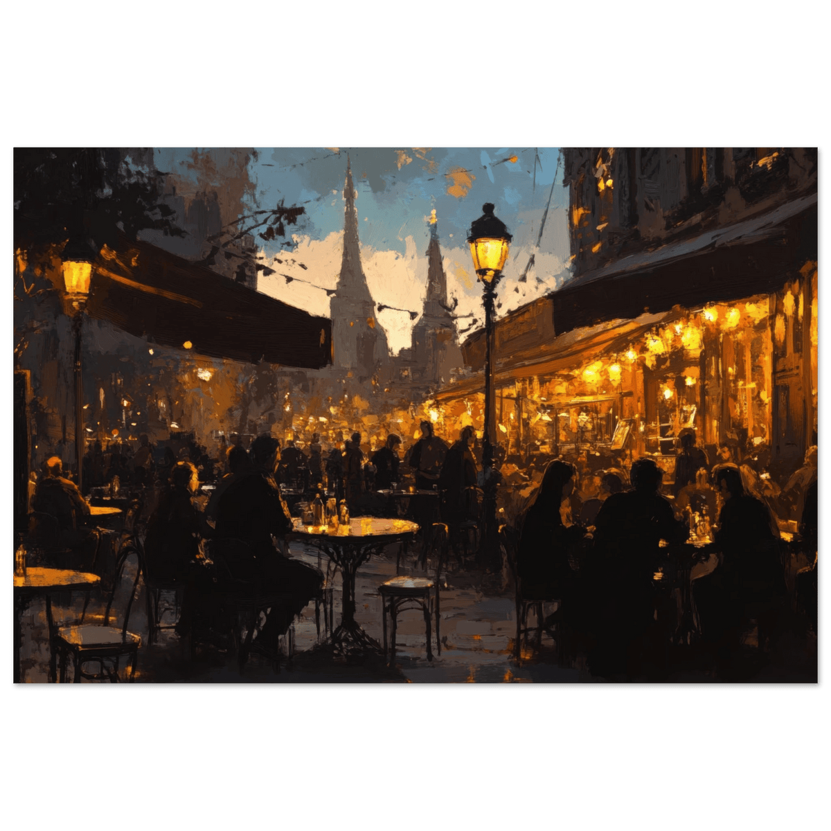 Parisian Cafe at Twilight A bustling cafe tears - Shop Ai Art WebShop - Digital Art online Store