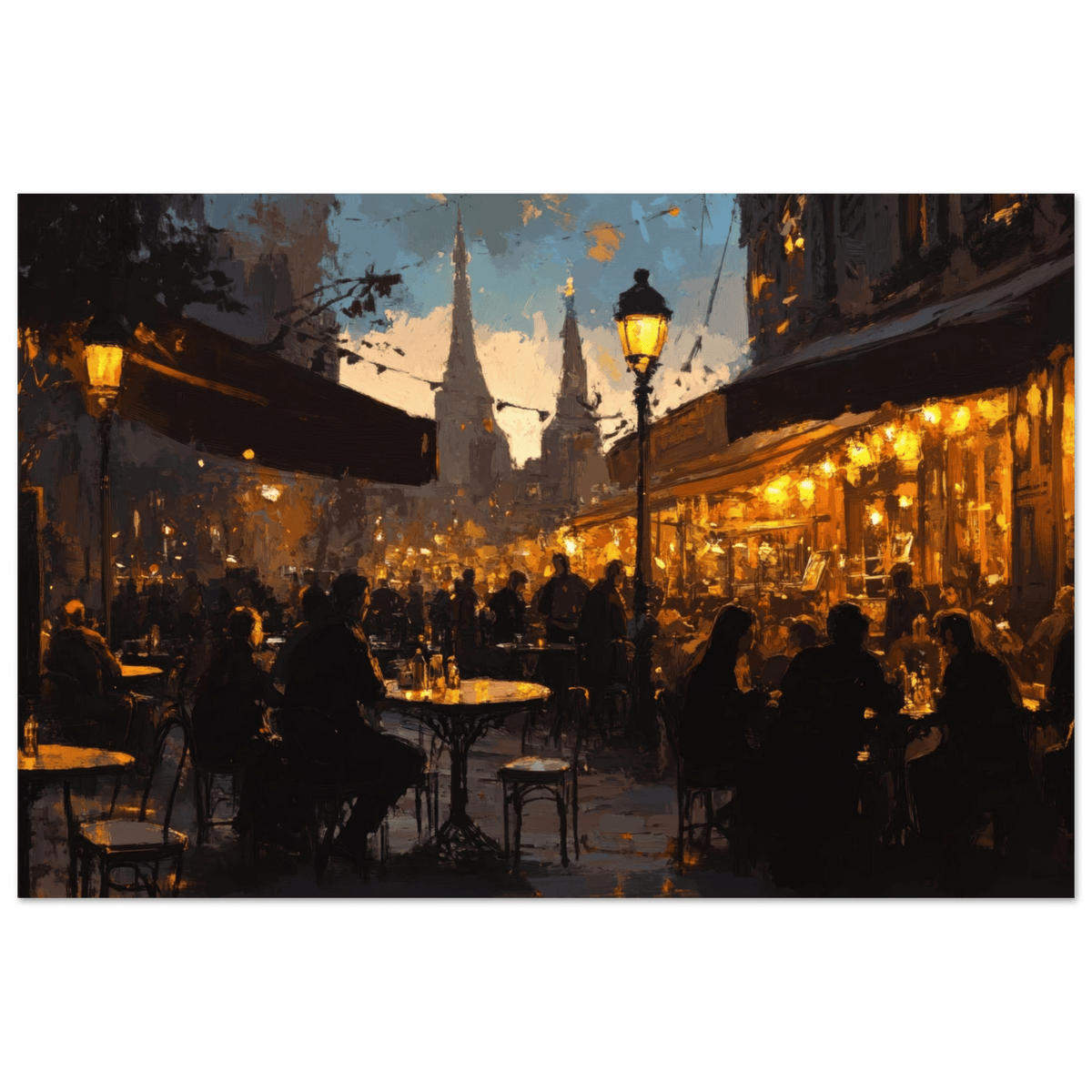 Parisian Cafe at Twilight A bustling cafe tears - Shop Ai Art WebShop - Digital Art online Store