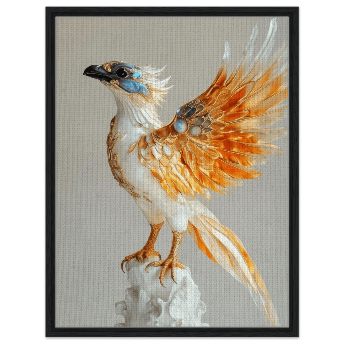 Photorealistic hybrid bird with gilded feathers - Shop Ai Art WebShop - Digital Art online Store