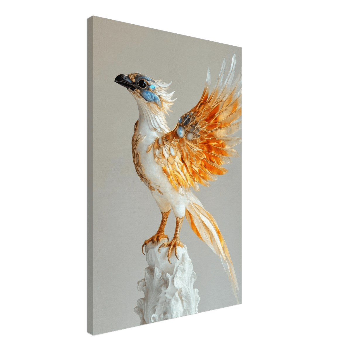 Photorealistic hybrid bird with gilded feathers - Shop Ai Art WebShop - Digital Art online Store