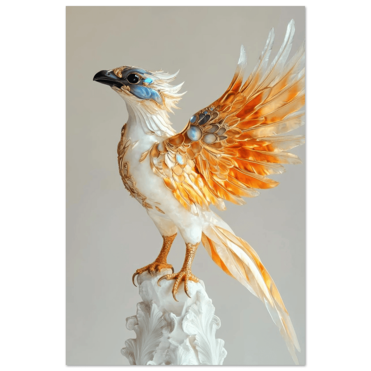 Photorealistic hybrid bird with gilded feathers - Shop Ai Art WebShop - Digital Art online Store
