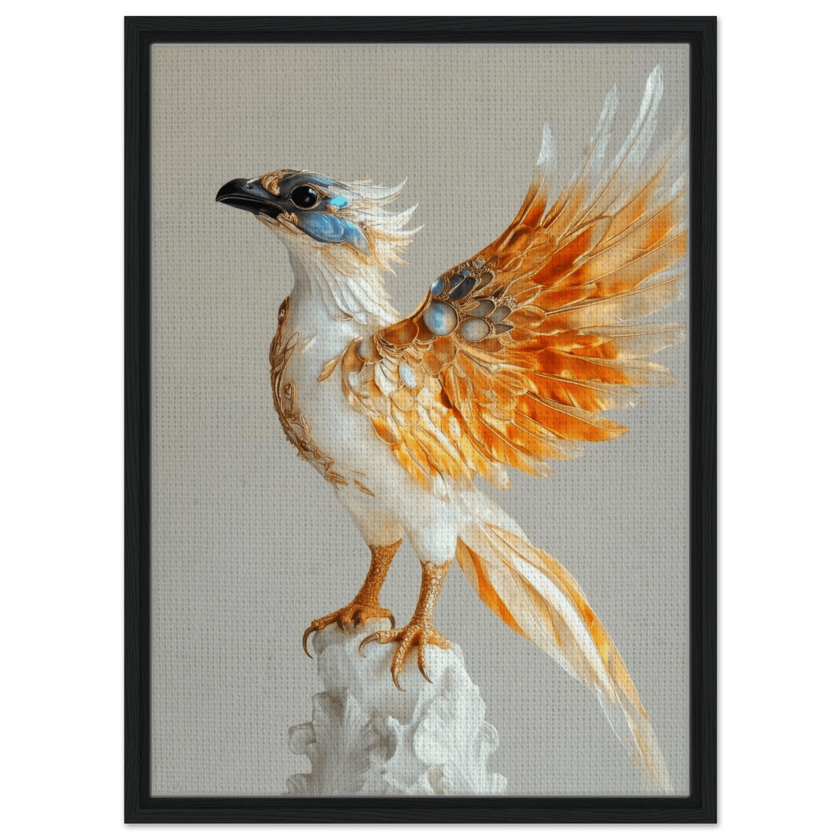 Photorealistic hybrid bird with gilded feathers - Shop Ai Art WebShop - Digital Art online Store