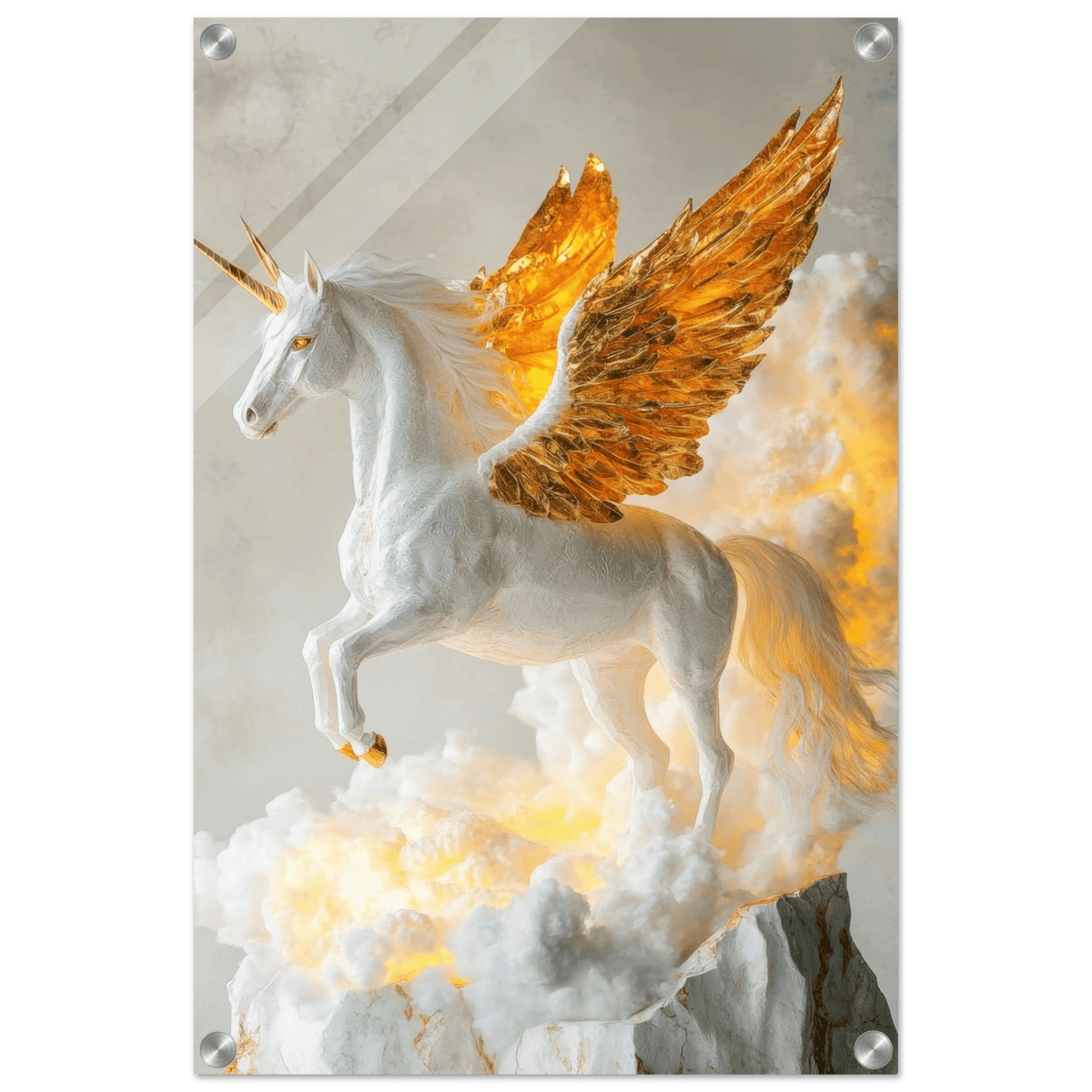 Photorealistic pegasus with golden wings - Shop Ai Art WebShop - Digital Art online Store