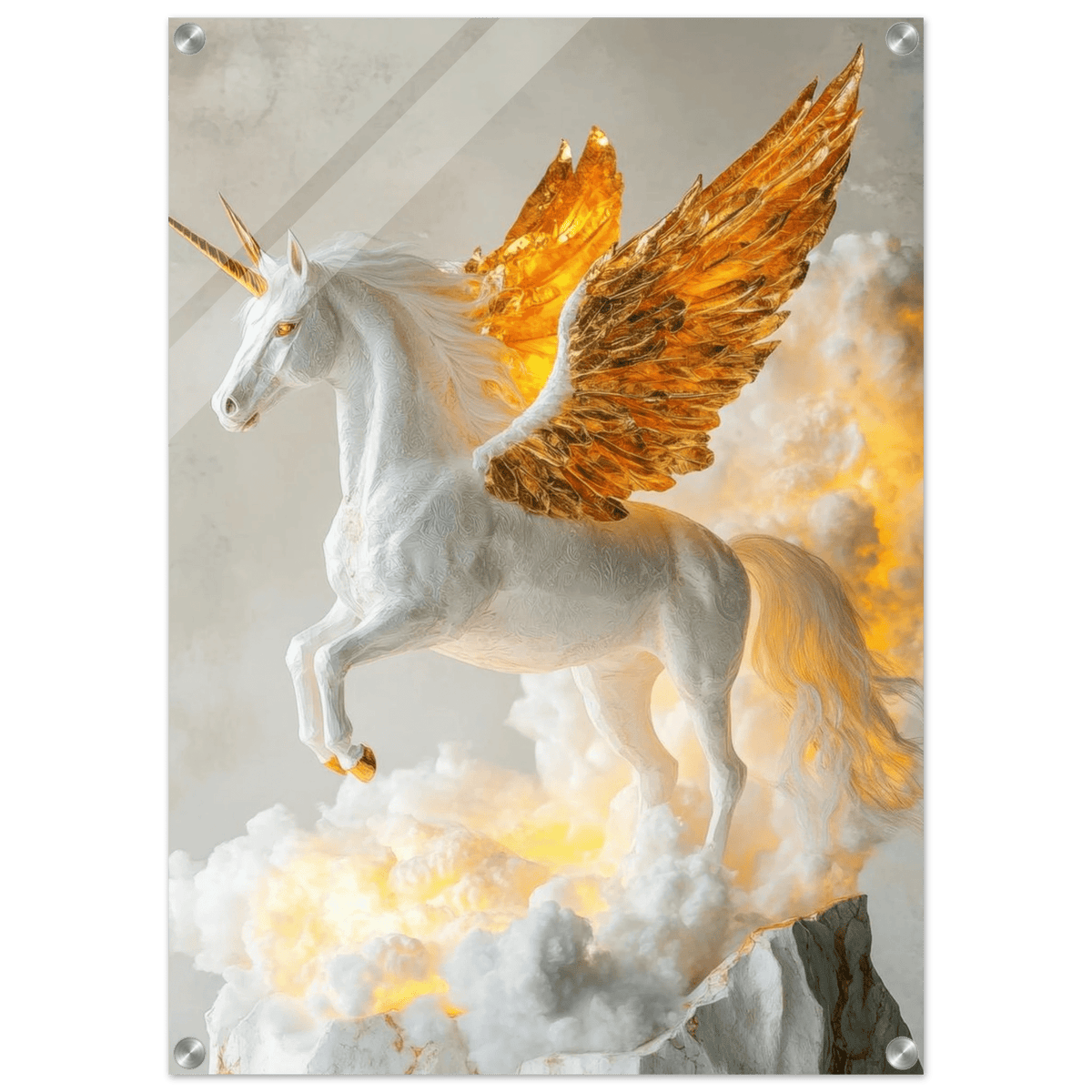 Photorealistic pegasus with golden wings - Shop Ai Art WebShop - Digital Art online Store