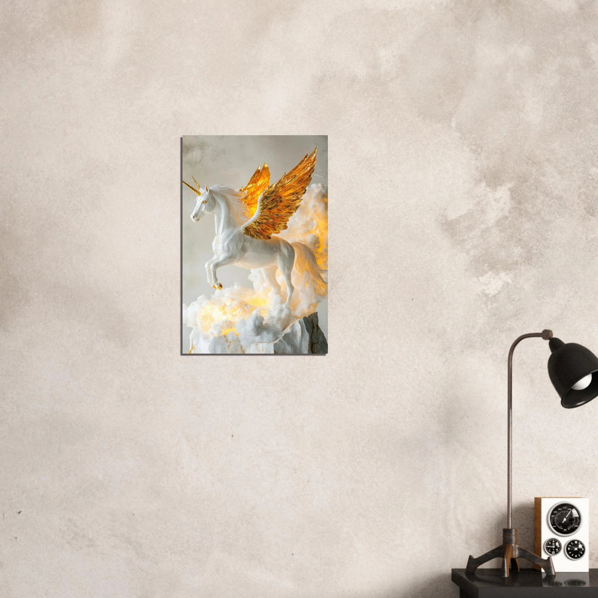 Photorealistic pegasus with golden wings - Shop Ai Art WebShop - Digital Art online Store