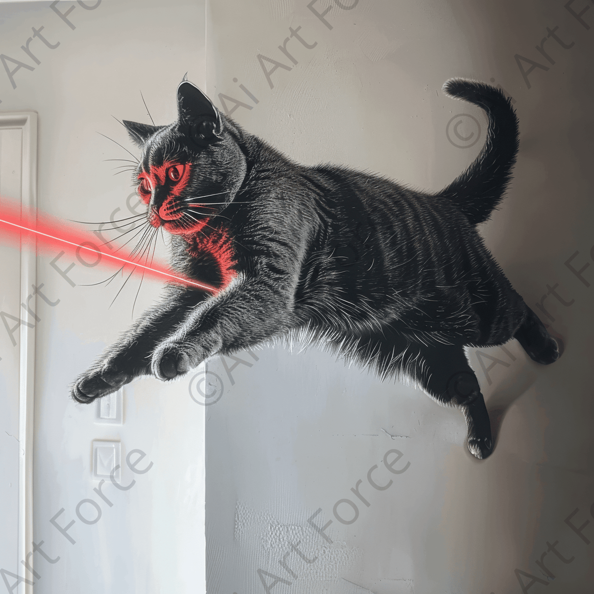 Playing Cat Tricks Chasing Laserpoint - Shop Ai Art WebShop - Digital Art online Store