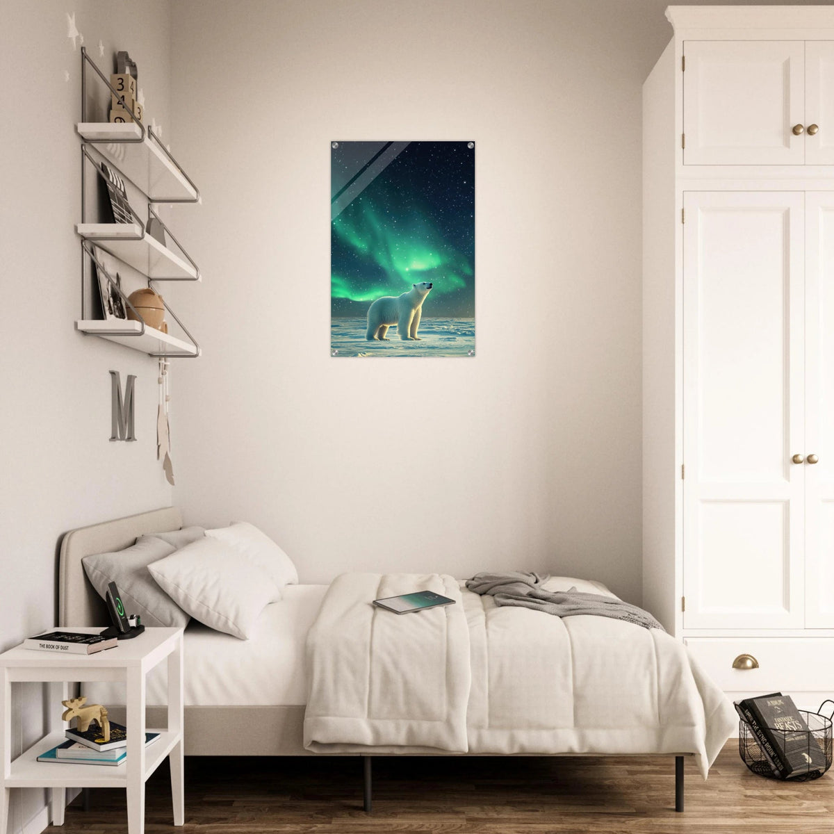 Polar Bear Under the Aurora Borealis A solitary 3 - Shop Ai Art WebShop - Digital Art online Store