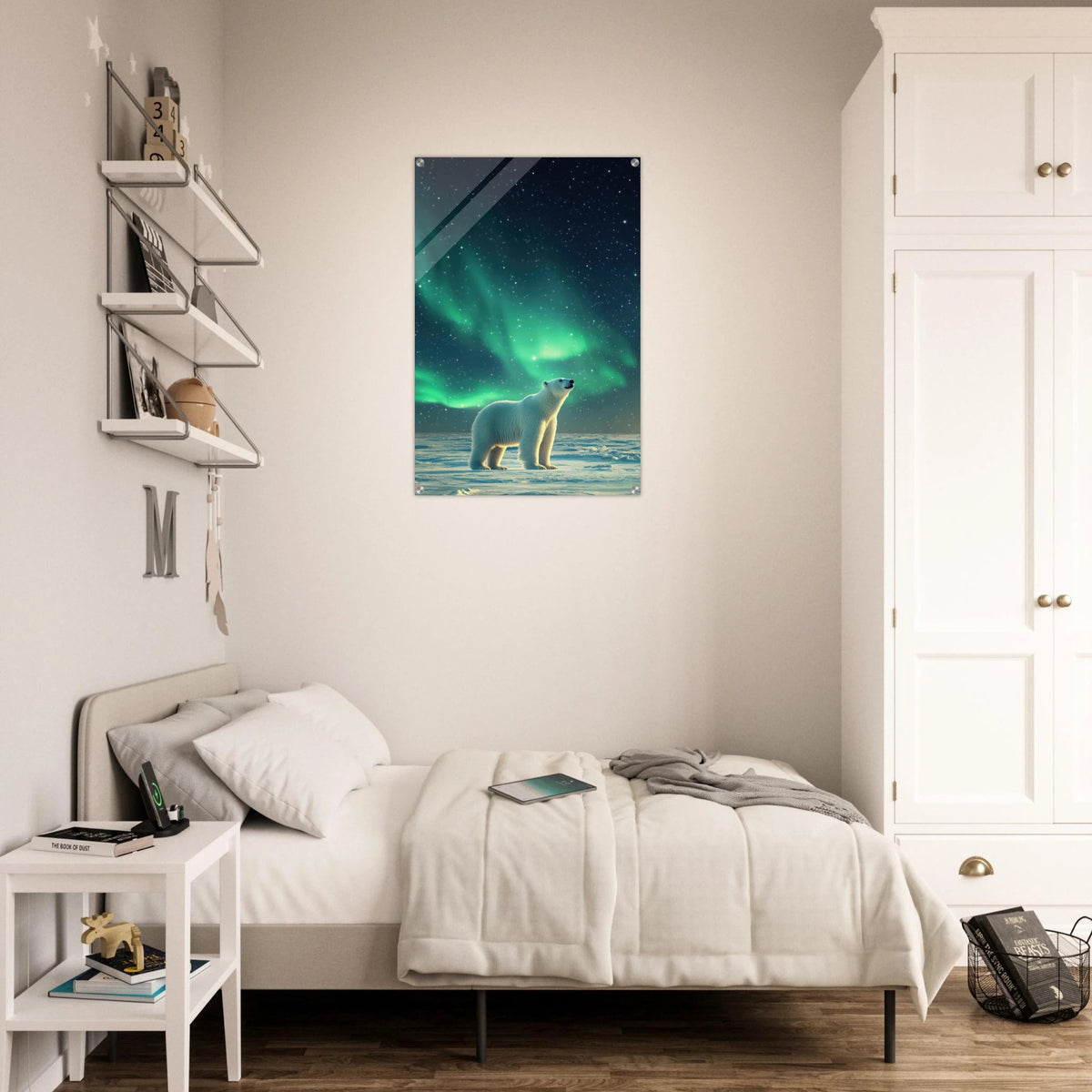 Polar Bear Under the Aurora Borealis A solitary 3 - Shop Ai Art WebShop - Digital Art online Store
