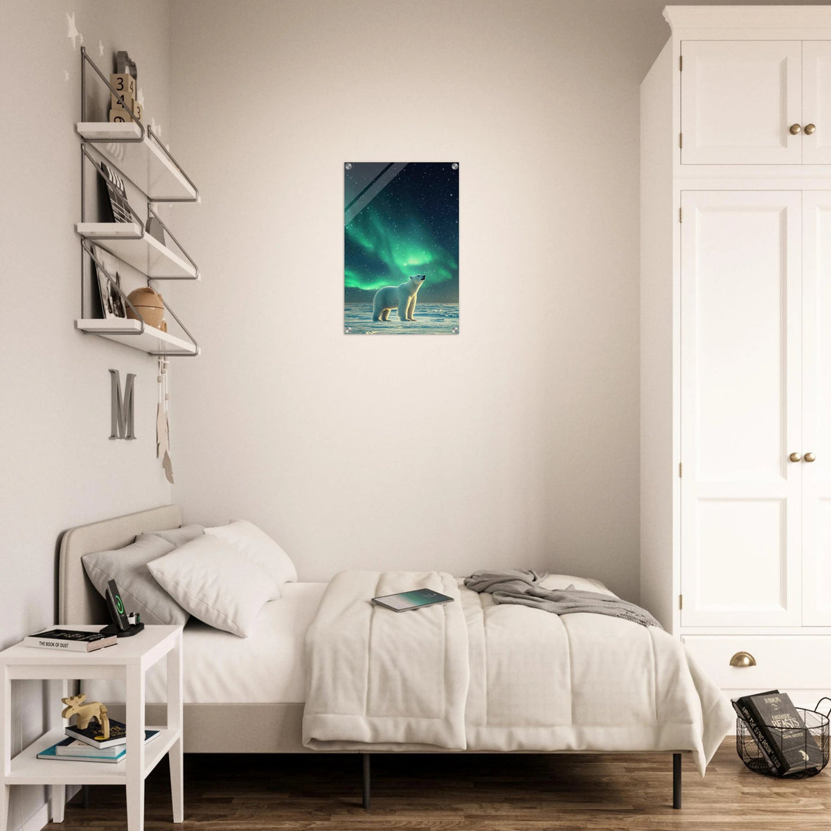 Polar Bear Under the Aurora Borealis A solitary 3 - Shop Ai Art WebShop - Digital Art online Store
