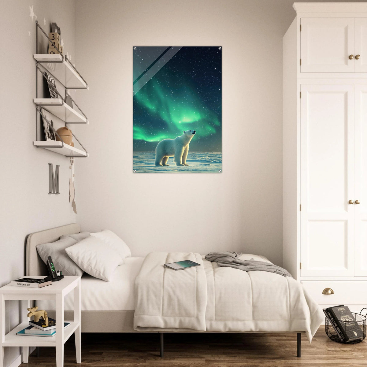 Polar Bear Under the Aurora Borealis A solitary 3 - Shop Ai Art WebShop - Digital Art online Store