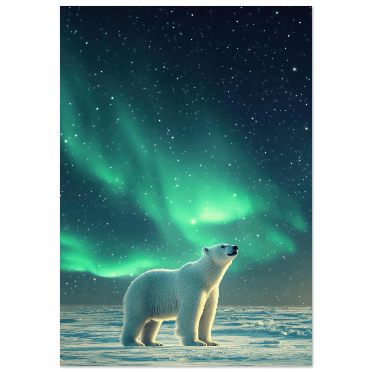 Polar Bear Under the Aurora Borealis A solitary 3 - Shop Ai Art WebShop - Digital Art online Store