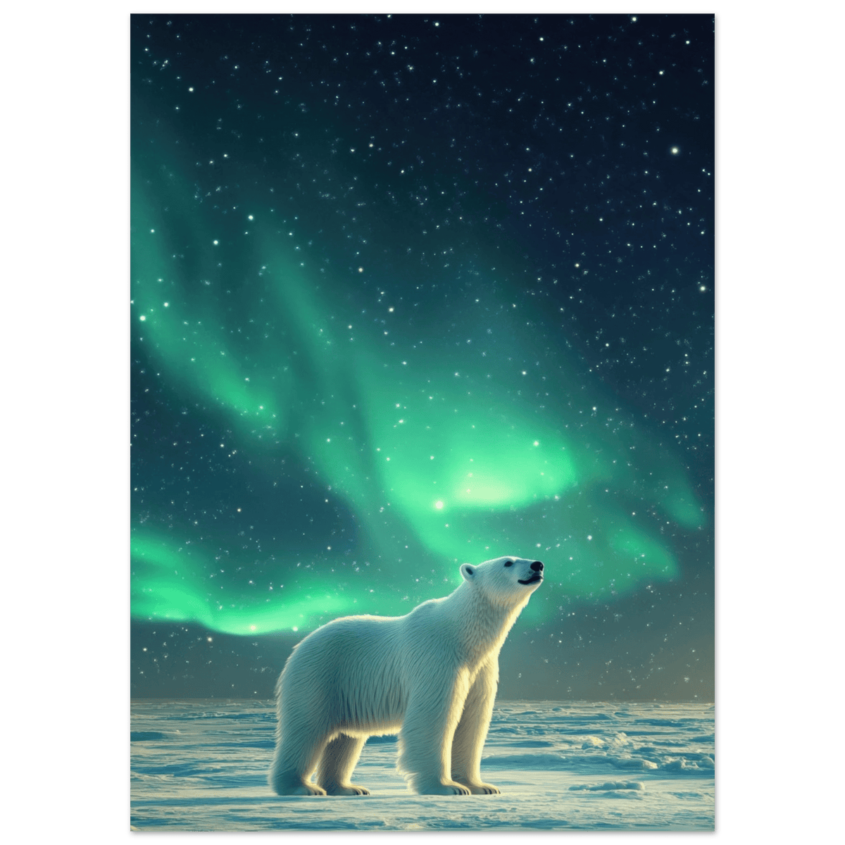 Polar Bear Under the Aurora Borealis A solitary 3 - Shop Ai Art WebShop - Digital Art online Store