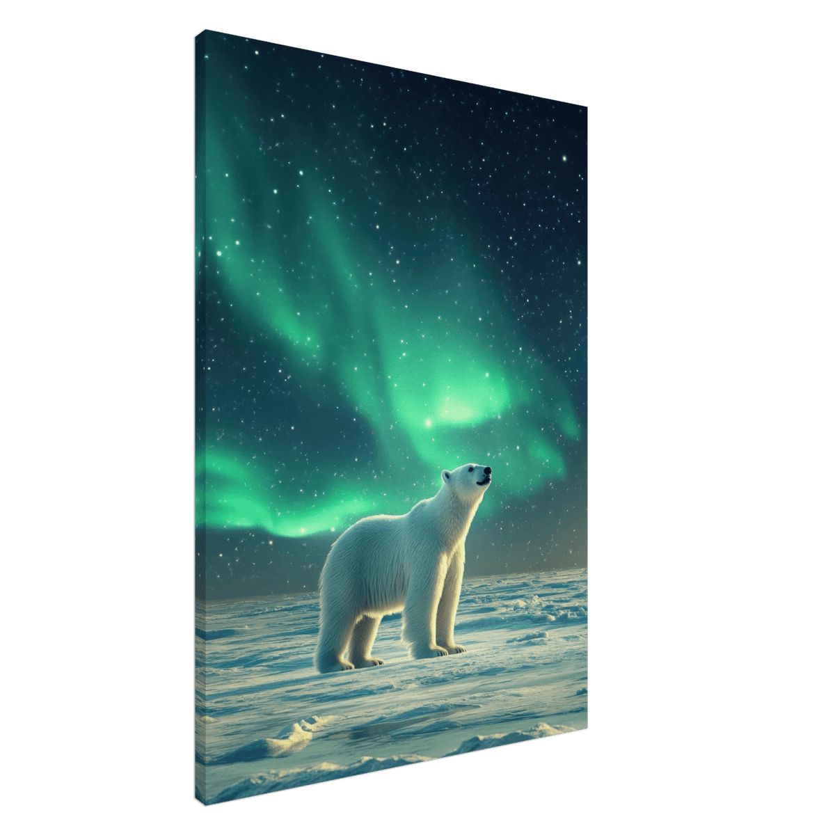 Polar Bear Under the Aurora Borealis A solitary 3 - Shop Ai Art WebShop - Digital Art online Store