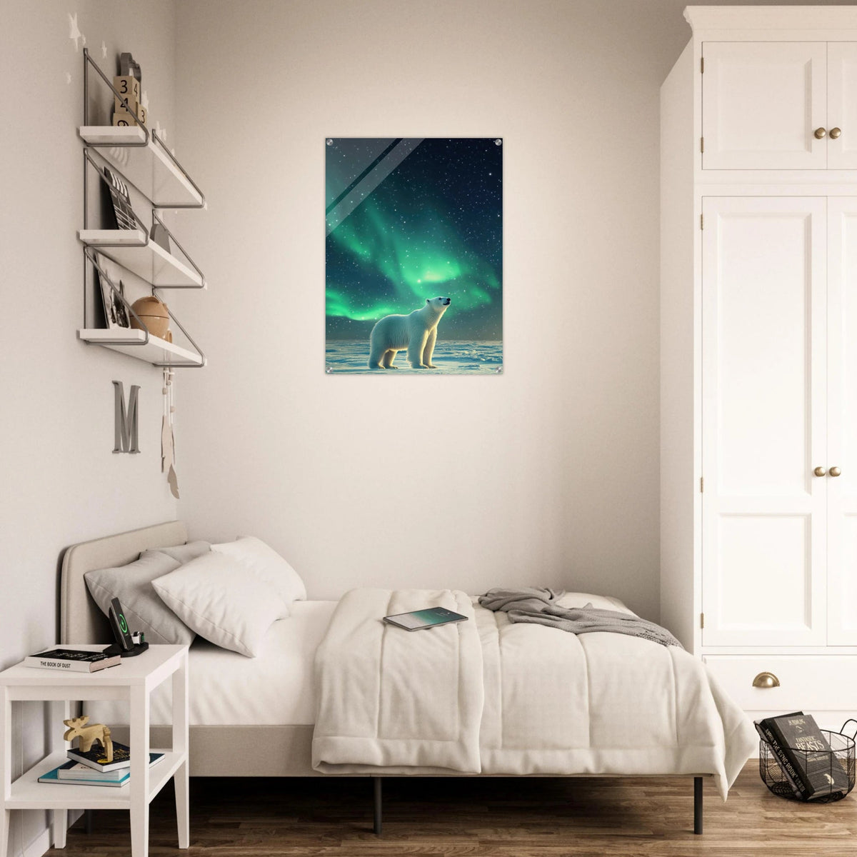 Polar Bear Under the Aurora Borealis A solitary 3 - Shop Ai Art WebShop - Digital Art online Store