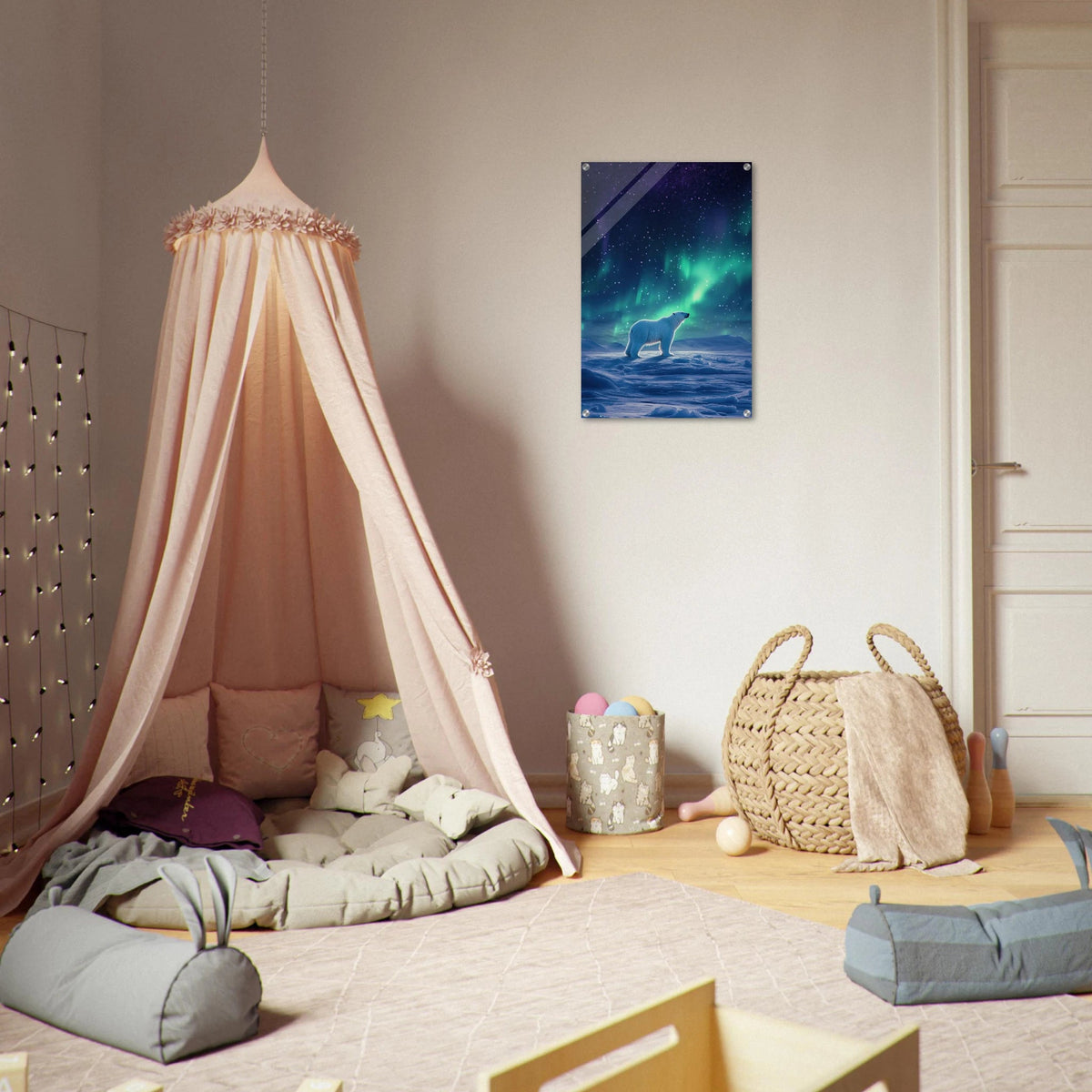Polar Bear Under the Aurora Borealis A solitary - Shop Ai Art WebShop - Digital Art online Store