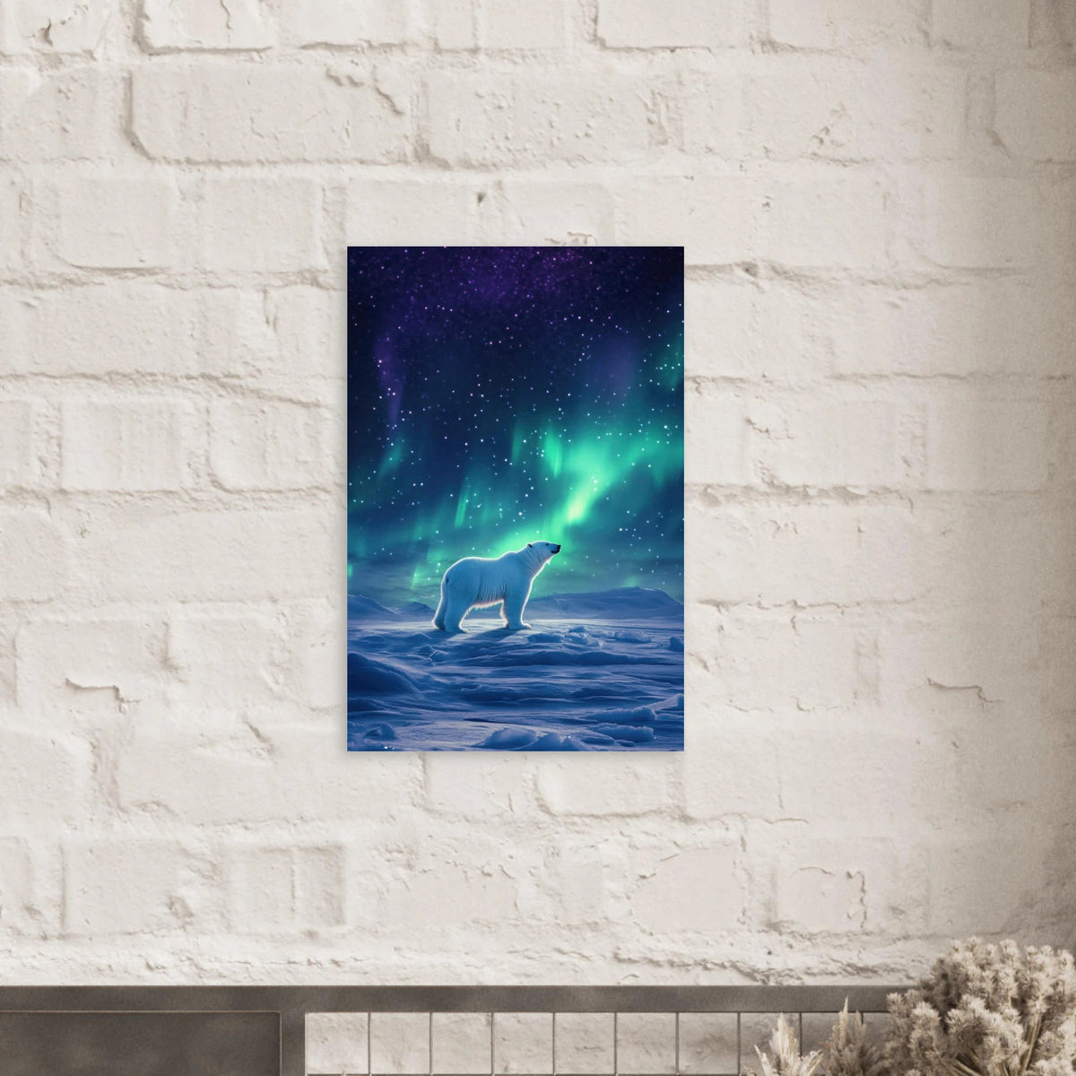 Polar Bear Under the Aurora Borealis A solitary - Shop Ai Art WebShop - Digital Art online Store