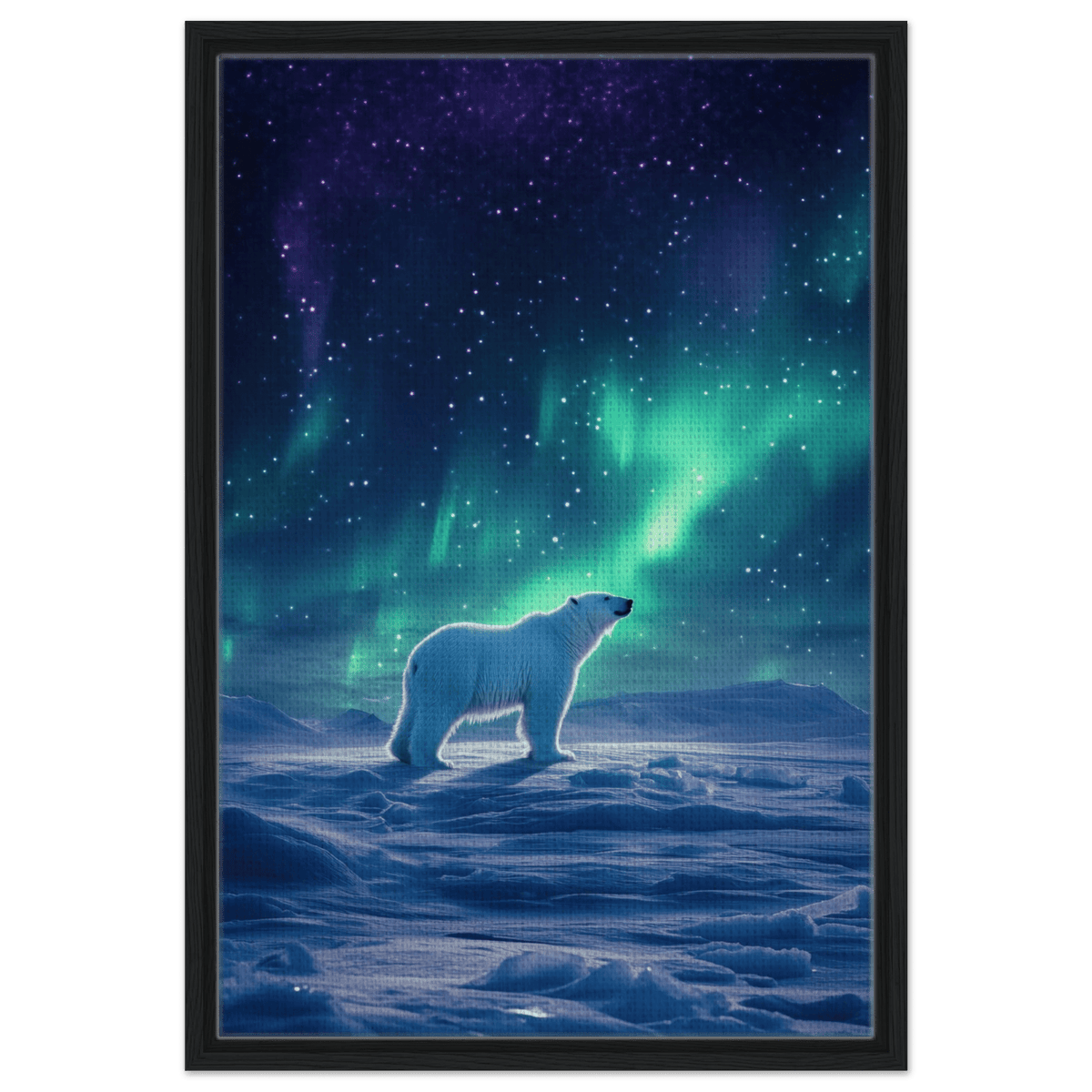 Polar Bear Under the Aurora Borealis A solitary - Shop Ai Art WebShop - Digital Art online Store