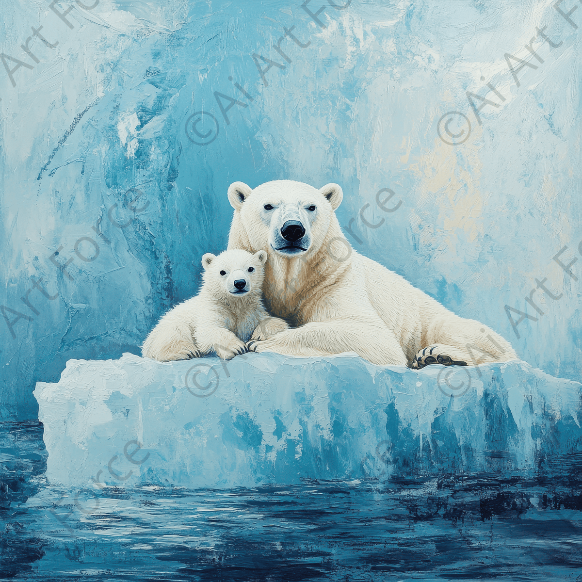 Polar Bears on an Iceberg - Shop Ai Art WebShop - Digital Art online Store