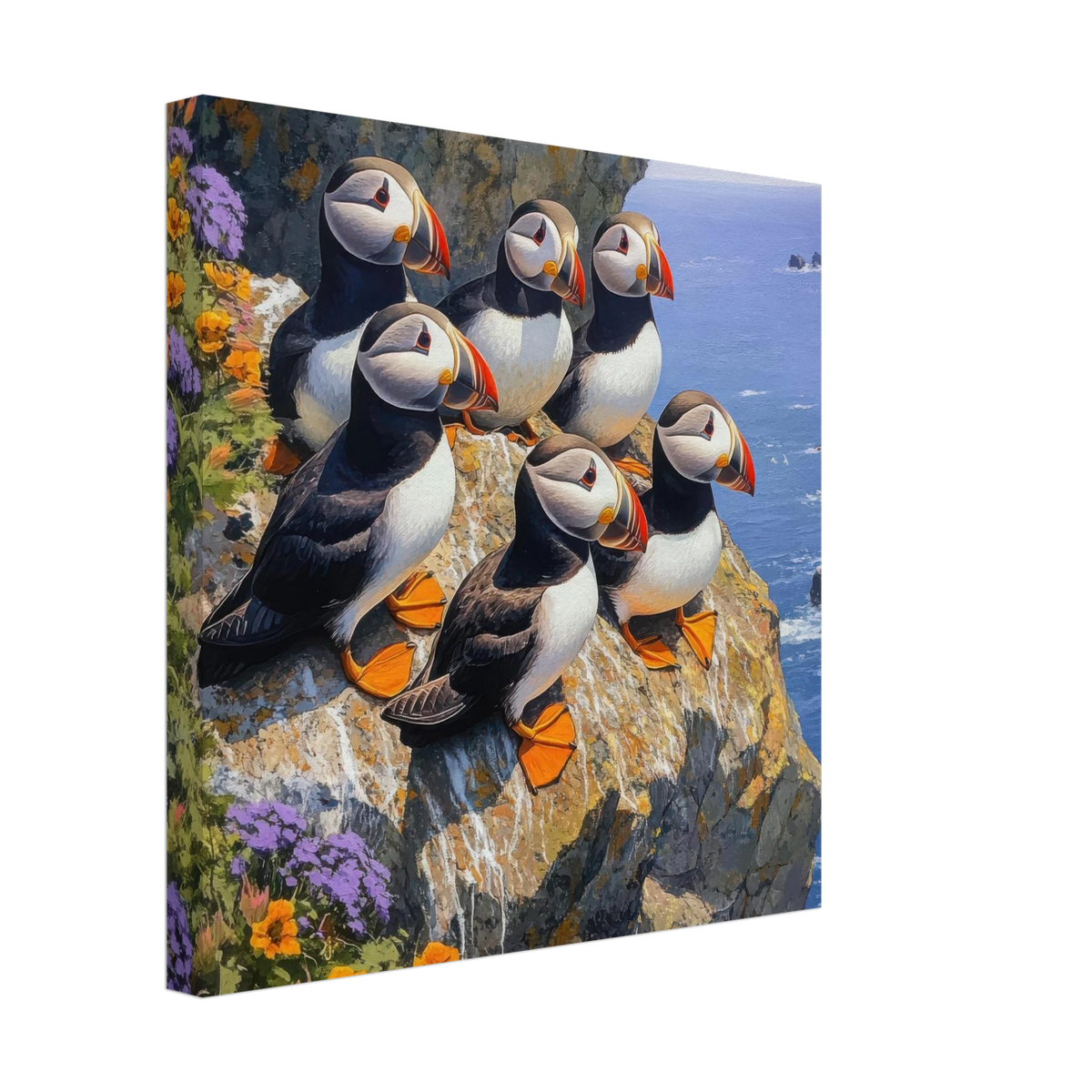 Puffins Nesting on a Cliffside 2 - Shop Ai Art WebShop - Digital Art online Store