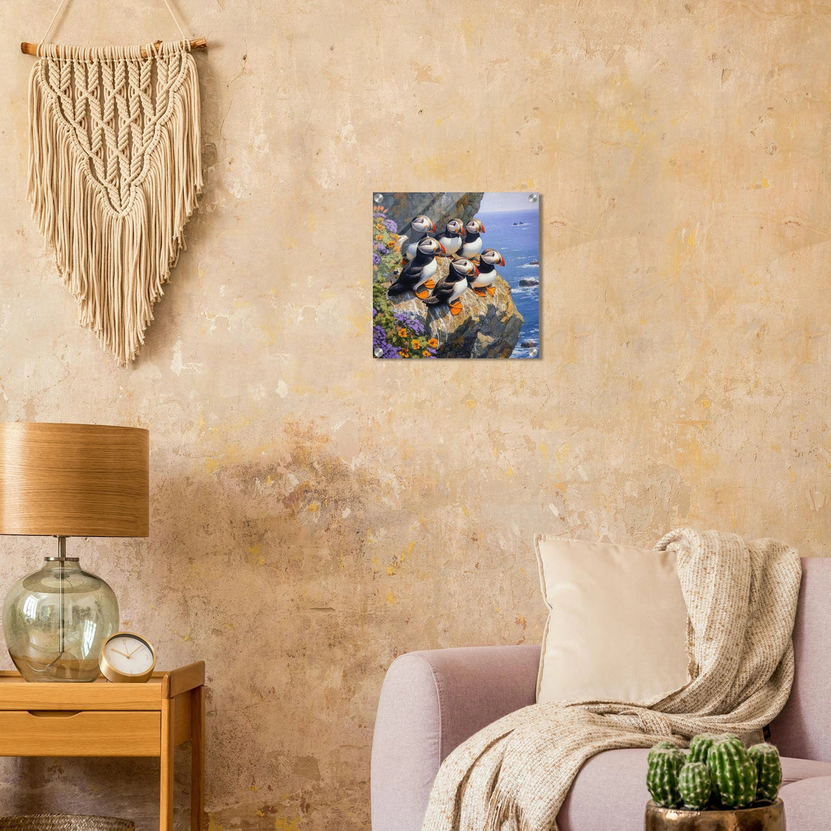 Puffins Nesting on a Cliffside 2 - Shop Ai Art WebShop - Digital Art online Store