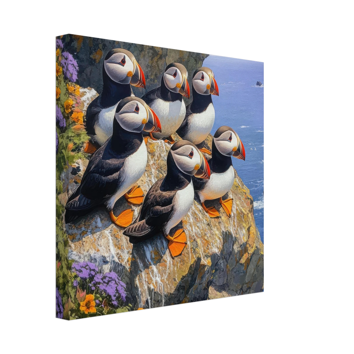 Puffins Nesting on a Cliffside 2 - Shop Ai Art WebShop - Digital Art online Store
