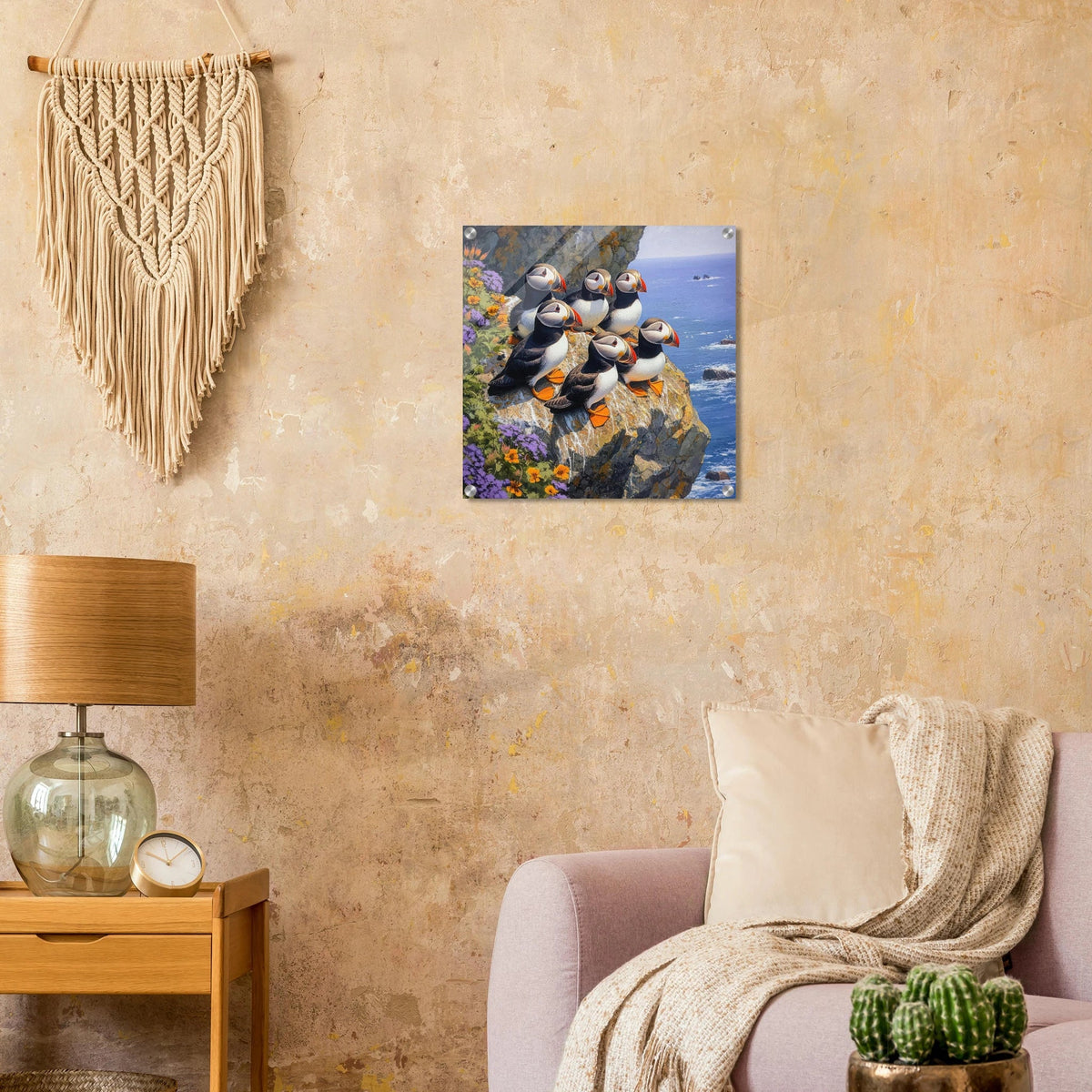 Puffins Nesting on a Cliffside 2 - Shop Ai Art WebShop - Digital Art online Store