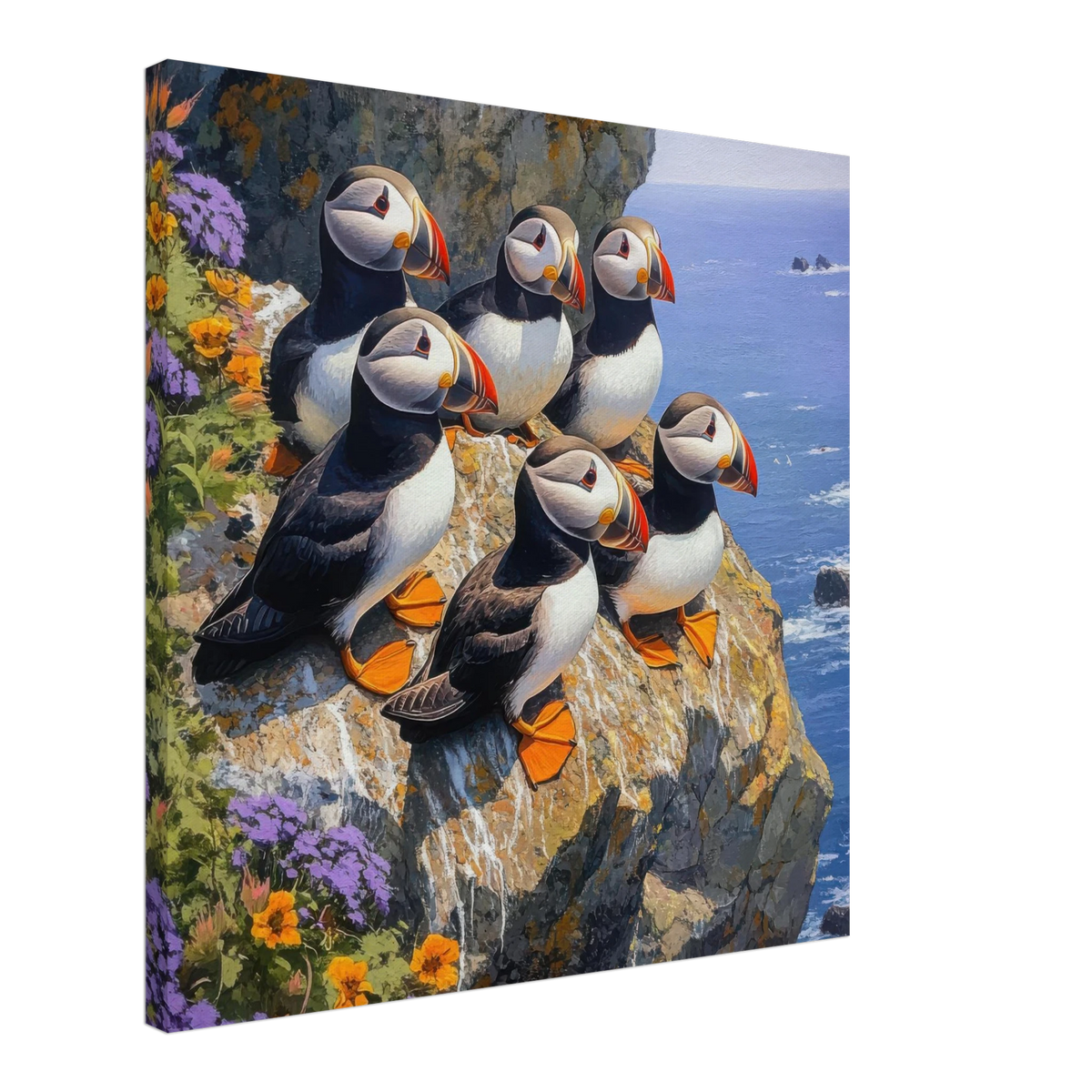 Puffins Nesting on a Cliffside 2 - Shop Ai Art WebShop - Digital Art online Store