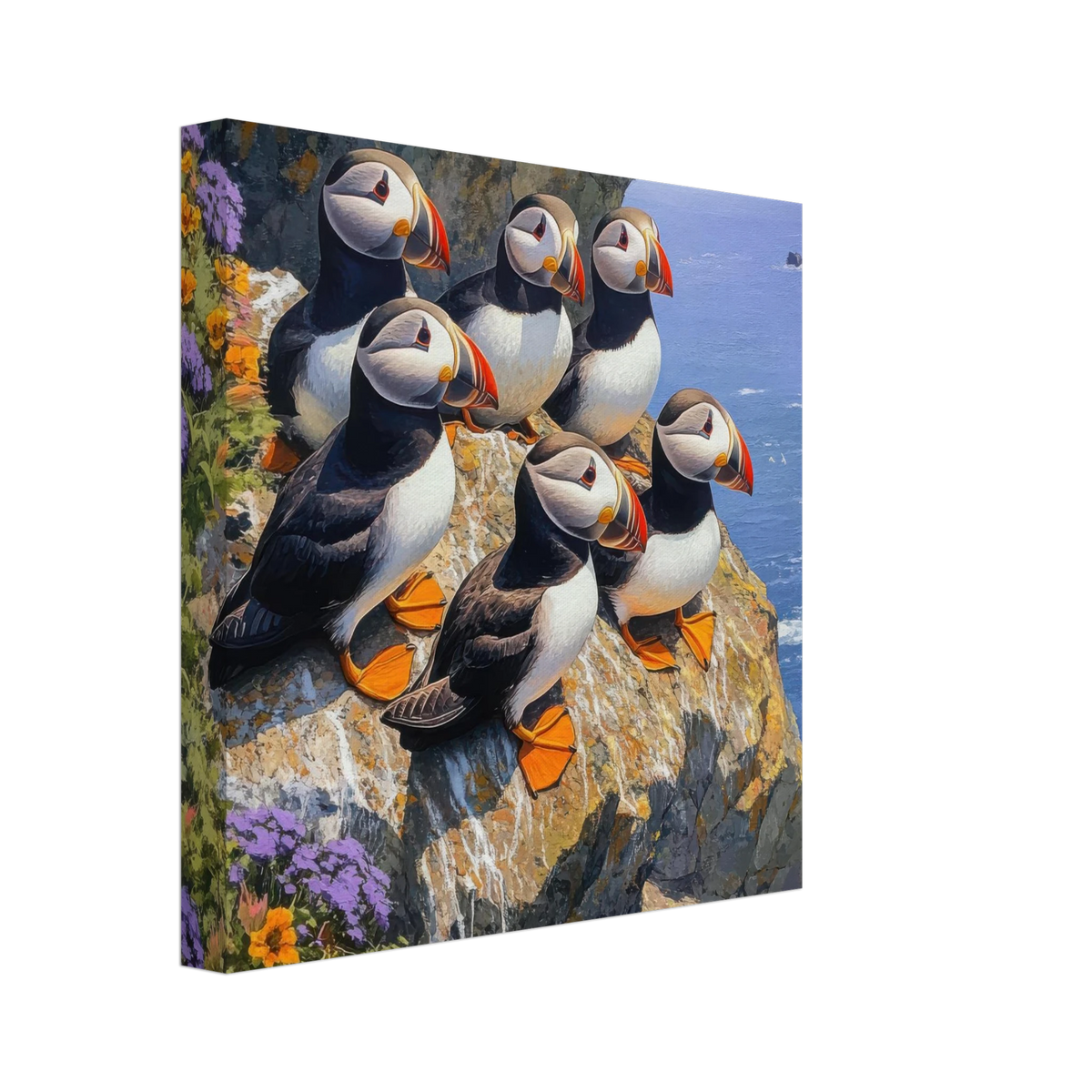 Puffins Nesting on a Cliffside 2 - Shop Ai Art WebShop - Digital Art online Store