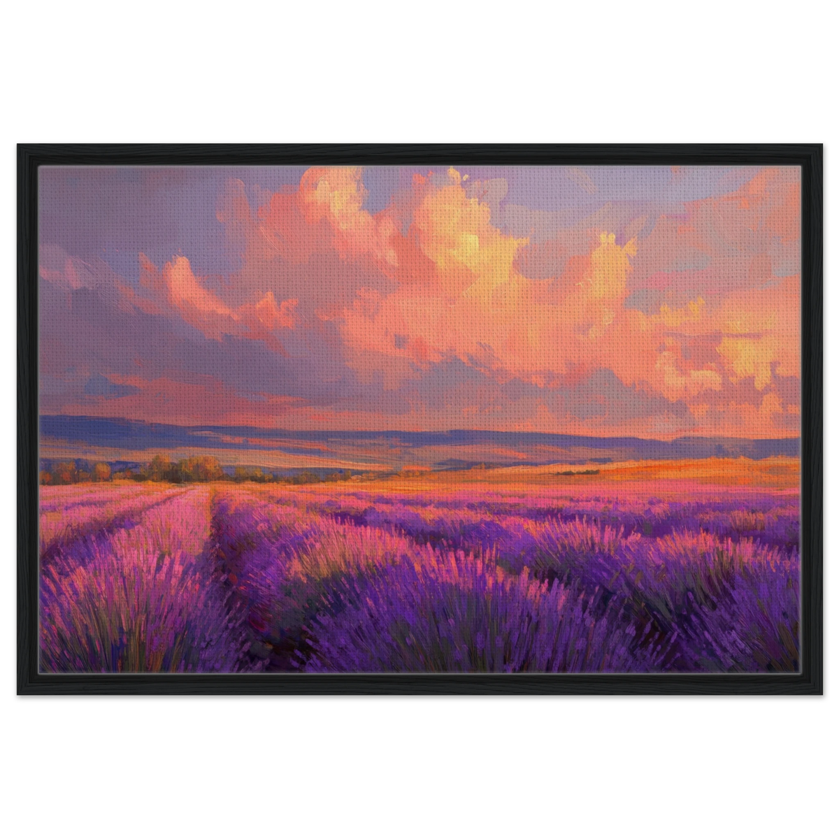 Rolling lavender fields under a pink - hued sunset - Shop Ai Art WebShop - Digital Art online Store