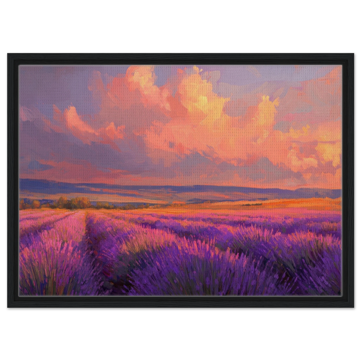Rolling lavender fields under a pink - hued sunset - Shop Ai Art WebShop - Digital Art online Store