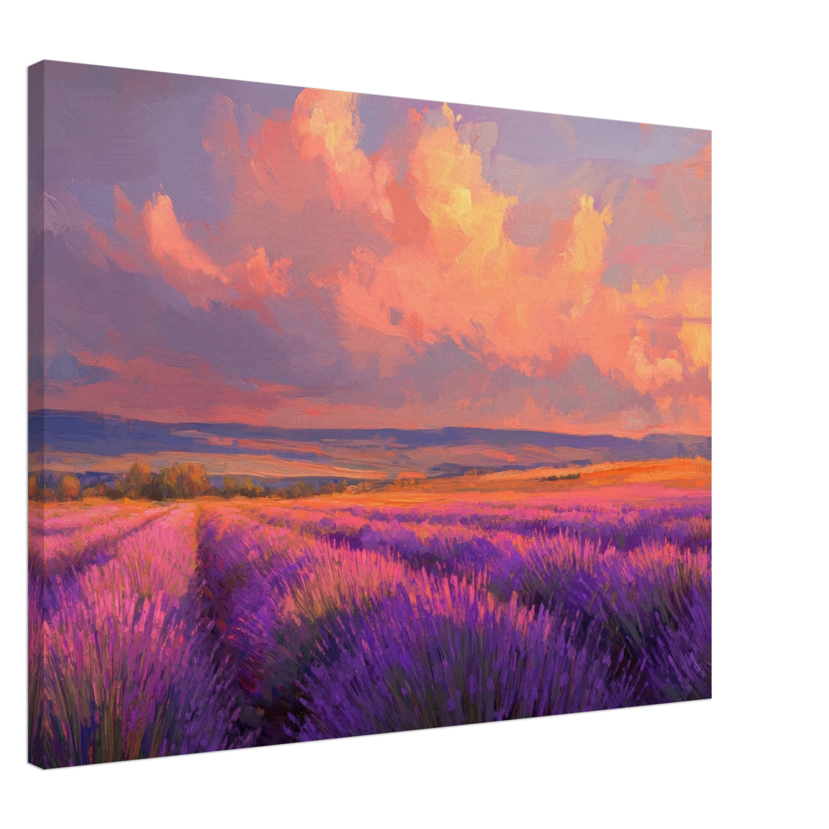 Rolling lavender fields under a pink - hued sunset - Shop Ai Art WebShop - Digital Art online Store