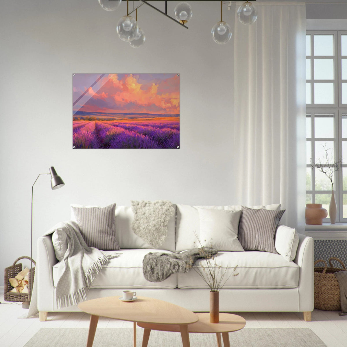 Rolling lavender fields under a pink - hued sunset - Shop Ai Art WebShop - Digital Art online Store