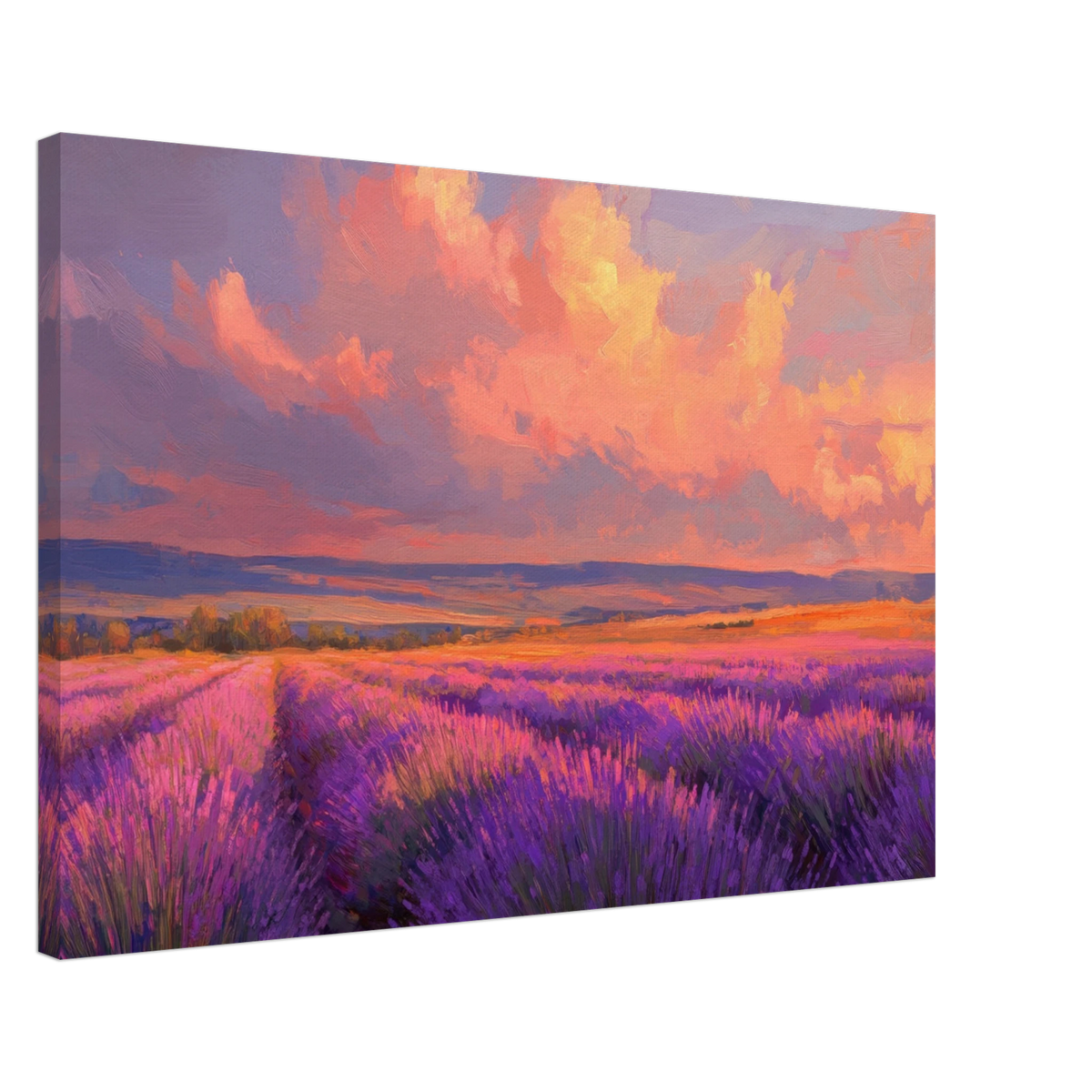 Rolling lavender fields under a pink - hued sunset - Shop Ai Art WebShop - Digital Art online Store