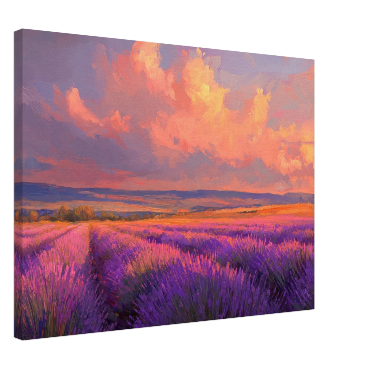 Rolling lavender fields under a pink - hued sunset - Shop Ai Art WebShop - Digital Art online Store